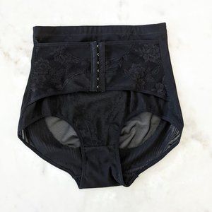 Lace and Mesh Waist Trainer Tummy Control Shapewear with Built in Belt